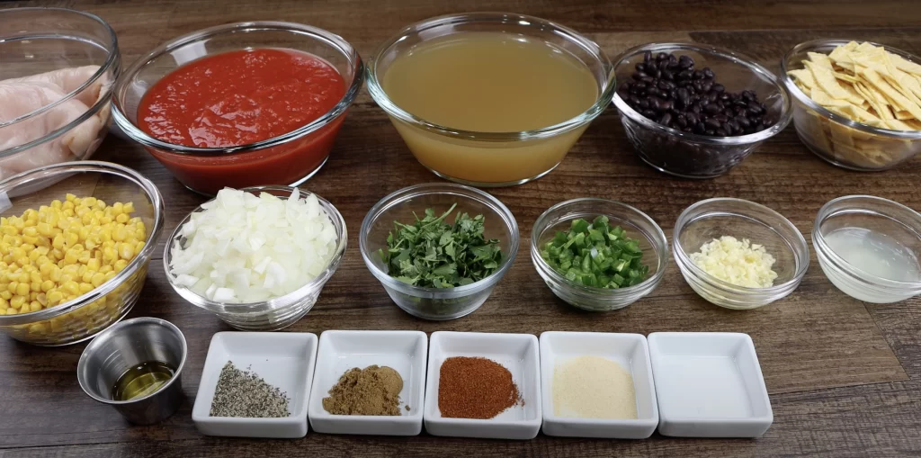 ingredients for chicken tortilla soup